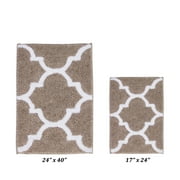 Better Trends Marrakesh Collection 100% Polyester 2 PC(17" x 24" | 24" x 40") Bath Rug Set in Beige