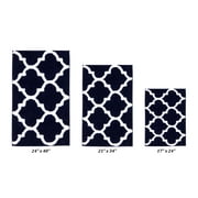 Better Trends Marrakesh Collection 100% Polyester 3 Piece Set (17" x 24" | 21" x 34" | 24" x 40") Bath Rug Set in Navy
