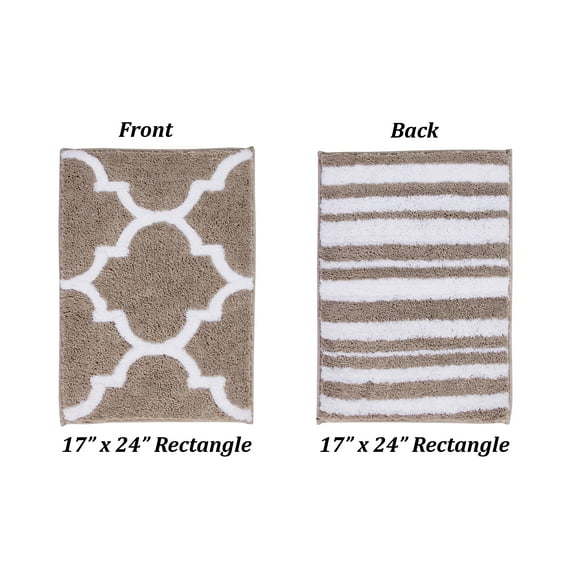 Better Trends 17" x 24" Bathroom Rugs 100% Polyester Soft Water Absorbent Non Slip Bath Mat Machine Washable Rug Marrakesh Collection - Beige