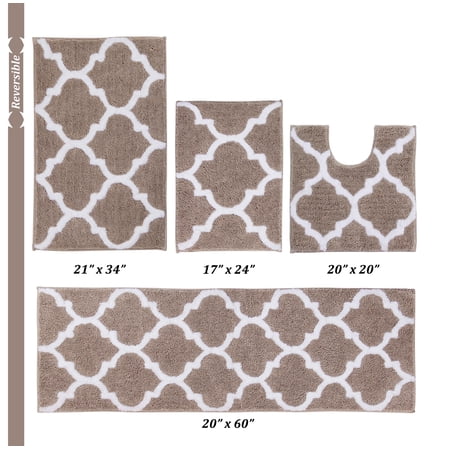 Better Trends Marrakesh Polyester 4 Piece Bath Rug Set - Beige