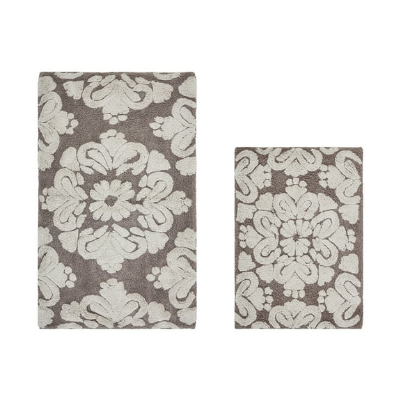 Better Trends 2 Piece Bathroom Rug Set 100% Cotton Extra Soft Tufted Bath Rug Water Absorbent Non-Slip Bath Mat Machine Washable (Beige) Medallion Collection