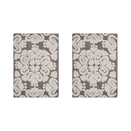 Better Trends 2 Piece Bathroom Rug Set 100% Cotton Extra Soft Tufted Bath Rug Water Absorbent Non-Slip Bath Mat Machine Washable (Beige) Medallion Collection