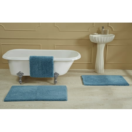 Better Trends Bath Room Rugs Tufted 100% Polyester 17" x 24" Bath Rug, Water Absorbent Non-Slip Bath Mat Machine Washable Micro Plush Collection - Teal