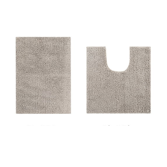 Better Trends 2 Piece Bathroom Rug Set 100% Polyester (17" x 24" | 20" x 20") Bath Rug, Water Absorbent Non-Slip Bath Mat Machine Washable Micro Plush Collection - Beige