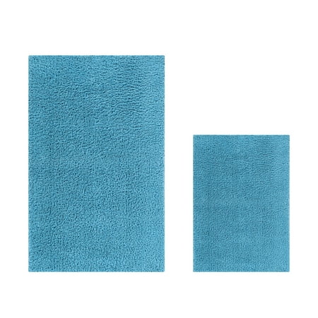 Better Trends 2 Piece Bathroom Rug Set 100% Polyester (17" x 24" | 24" x 40") Bath Rug, Water Absorbent Non-Slip Bath Mat Machine Washable Micro Plush Collection - Teal