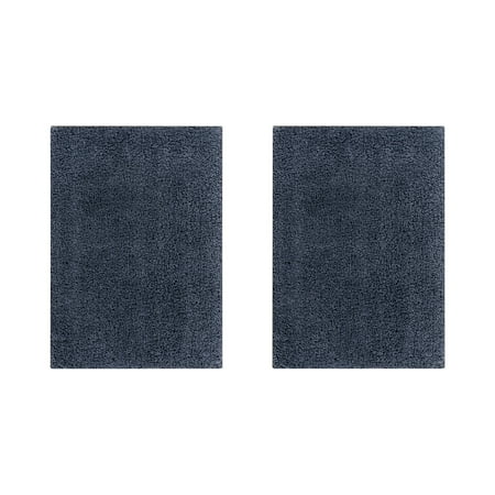 Better Trends 2 Piece Bathroom Rug Set 100% Polyester (17" x 24" | 17" x" 24) Bath Rug, Water Absorbent Non-Slip Bath Mat Machine Washable Micro Plush Collection - Charcoal