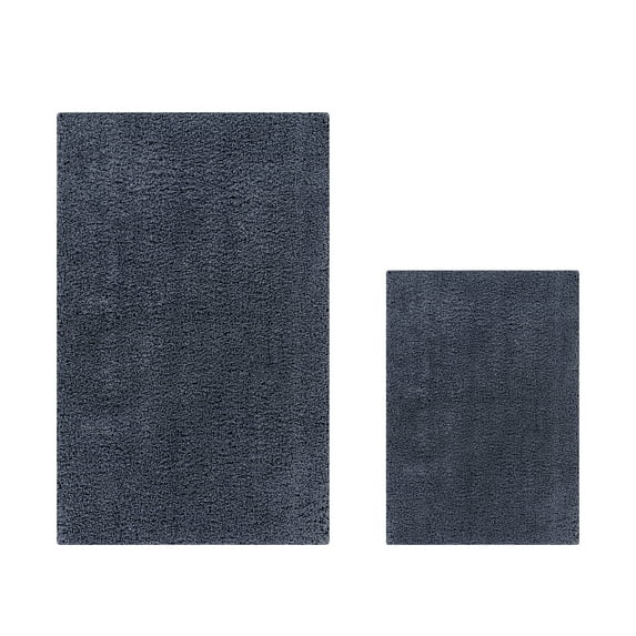 Better Trends 2 Piece Bathroom Rug Set 100% Polyester (17" x 24" | 24" x 40") Bath Rug, Water Absorbent Non-Slip Bath Mat Machine Washable Micro Plush Collection - Charcoal
