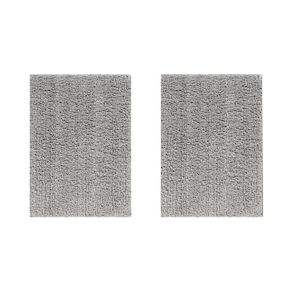 Better Trends 2 Piece Bathroom Rug Set 100% Polyester (17" x 24" | 17" x" 24) Bath Rug, Water Absorbent Non-Slip Bath Mat Machine Washable Micro Plush Collection - Gray