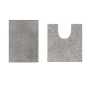 Better Trends 2 Piece Bathroom Rug Set 100% Polyester 17 x 24 | 20 x 20 Bath Rug, Water Absorbent Non-Slip Bath Mat Machine Washable Micro Plush Collection - Gray
