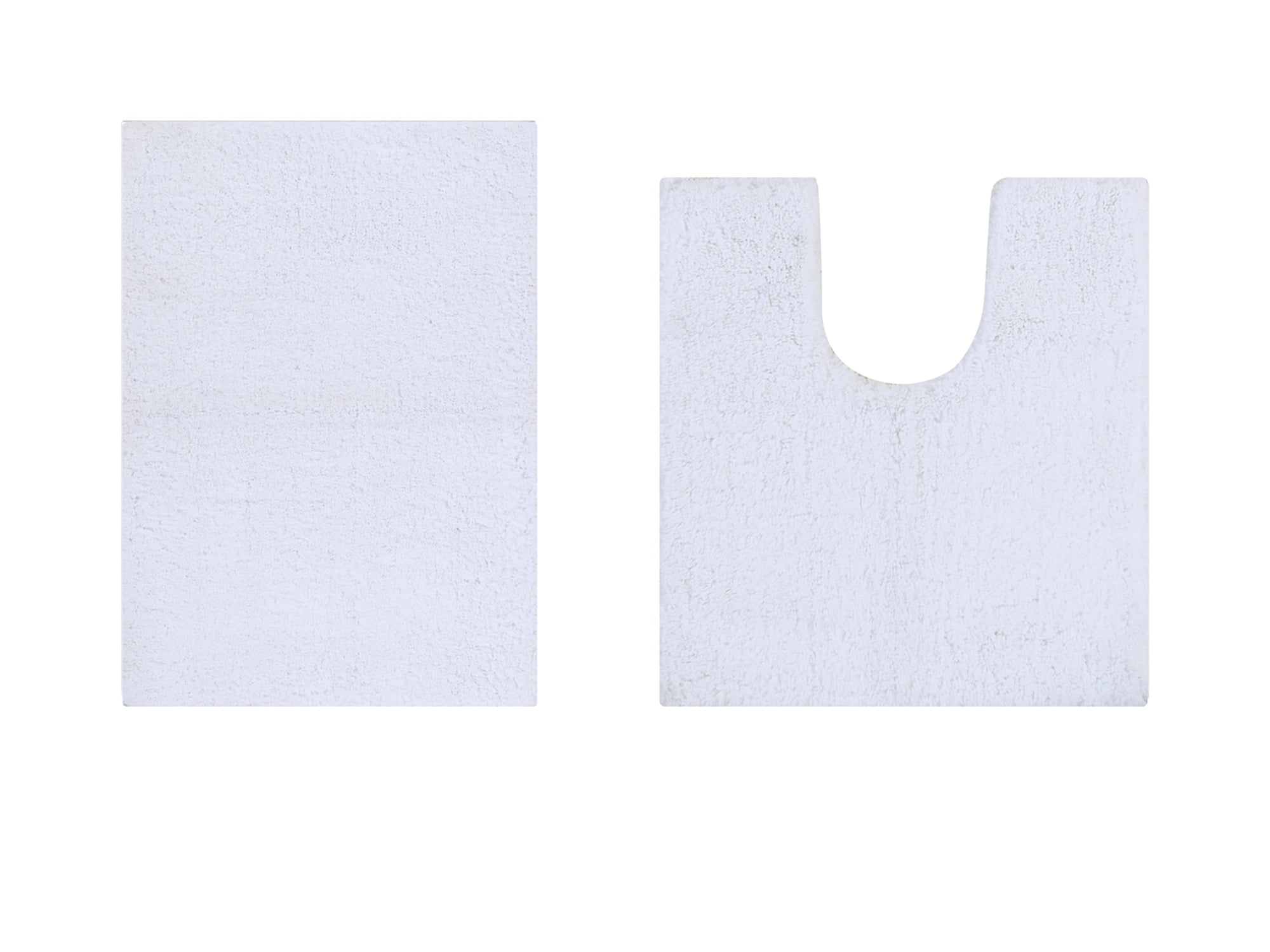 White Micro Plush Polyester Bath Rug Set with Anti-Skid Backing
