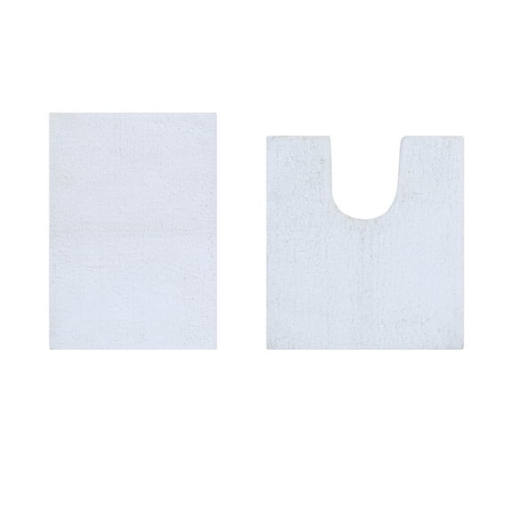 Better Trends 2 Piece Bathroom Rug Set 100% Polyester (17" x 24" | 20" x 20") Bath Rug, Water Absorbent Non-Slip Bath Mat Machine Washable Micro Plush Collection - White