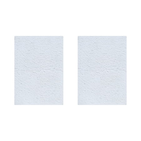 Better Trends 2 Piece Bathroom Rug Set 100% Polyester (17" x 24" | 17" x" 24) Bath Rug, Water Absorbent Non-Slip Bath Mat Machine Washable Micro Plush Collection - White