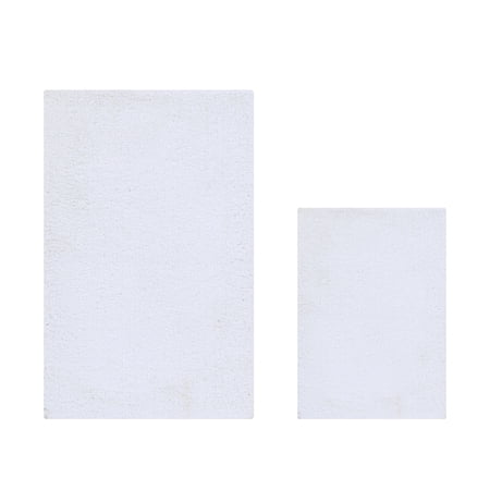 Better Trends 2 Piece Bathroom Rug Set 100% Polyester (17" x 24" | 24" x 40") Bath Rug, Water Absorbent Non-Slip Bath Mat Machine Washable Micro Plush Collection - White