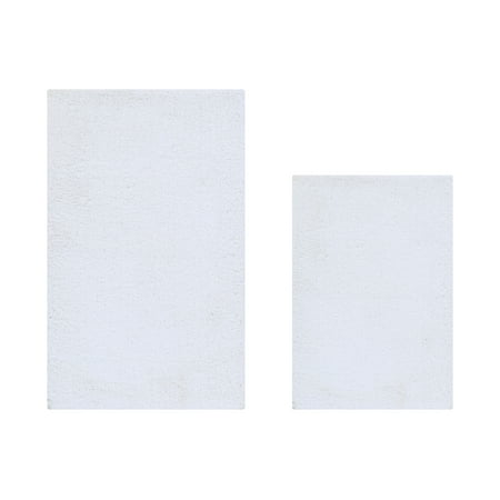 Better Trends 2 Piece Bathroom Rug Set 100% Polyester (17" x 24" | 21" x 34") Bath Rug, Water Absorbent Non-Slip Bath Mat Machine Washable Micro Plush Collection - White