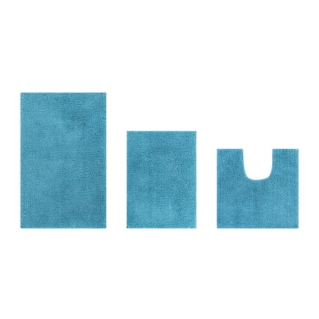 Better Trends 3 Piece Bathroom Rug Set 100% Polyester Bath Rug, Water Absorbent Non-Slip Bath Mat Machine Washable Micro Plush Collection - Teal