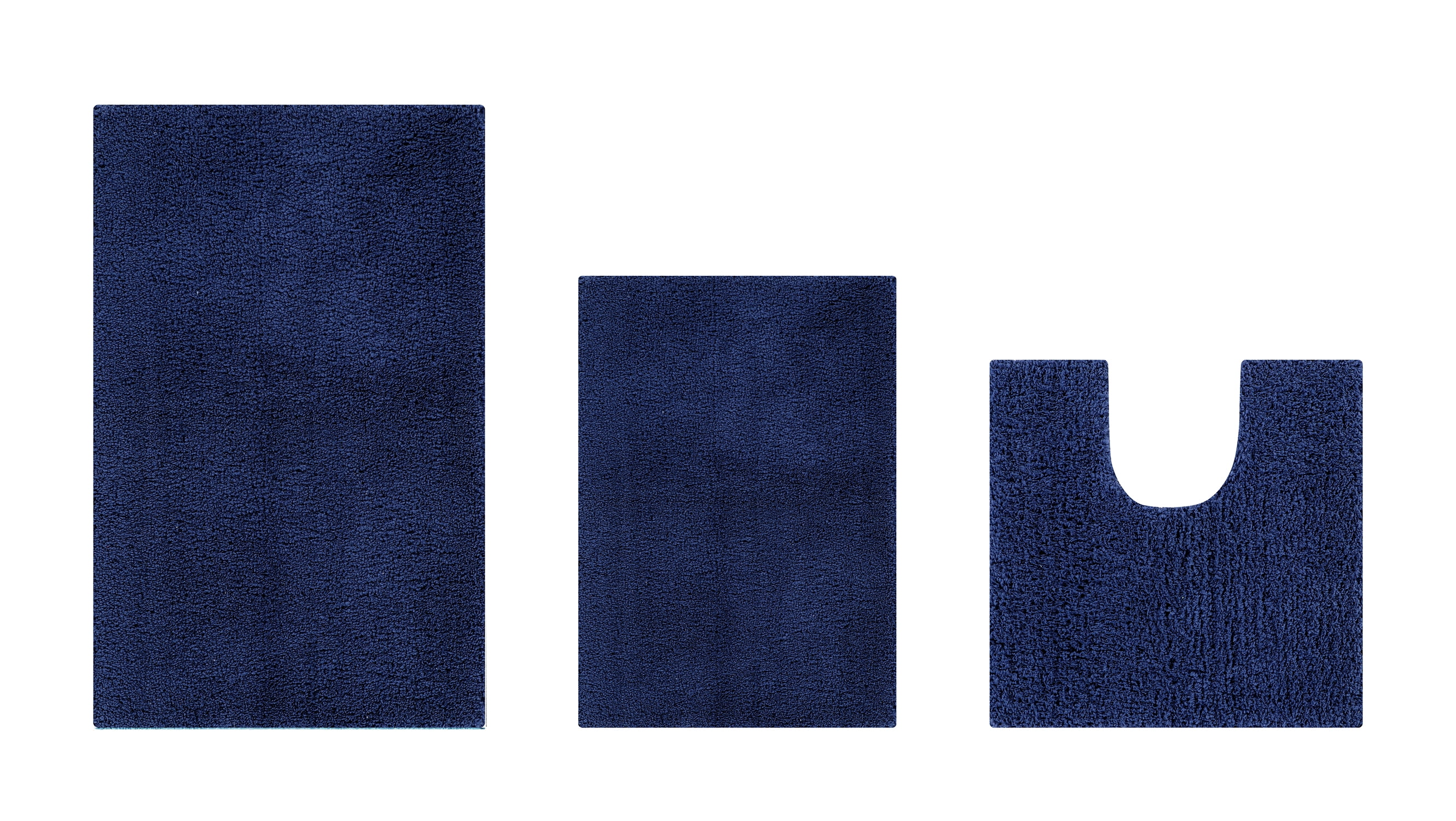 Better Trends 3 Piece Bathroom Rug Set 100% Polyester Bath Rug, Water Absorbent Non-Slip Bath Mat Machine Washable Micro Plush Collection - Navy