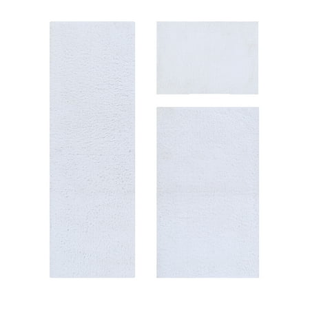 Better Trends 3 Piece Bathroom Rug Set 100% Polyester Bath Rug, Water Absorbent Non-Slip Bath Mat Machine Washable Micro Plush Collection - White