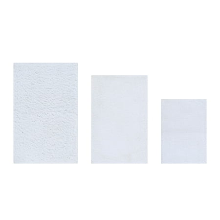 Better Trends 3 Piece Bathroom Rug Set 100% Polyester Bath Rug, Water Absorbent Non-Slip Bath Mat Machine Washable Micro Plush Collection - White
