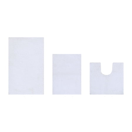 Better Trends 3 Piece Bathroom Rug Set 100% Polyester Bath Rug, Water Absorbent Non-Slip Bath Mat Machine Washable Micro Plush Collection - White
