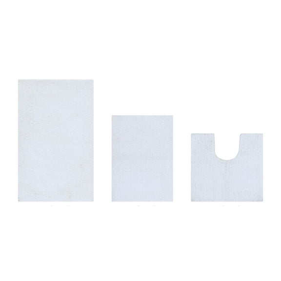 Better Trends 3 Piece Bathroom Rug Set 100% Polyester Bath Rug, Water Absorbent Non-Slip Bath Mat Machine Washable Micro Plush Collection - White