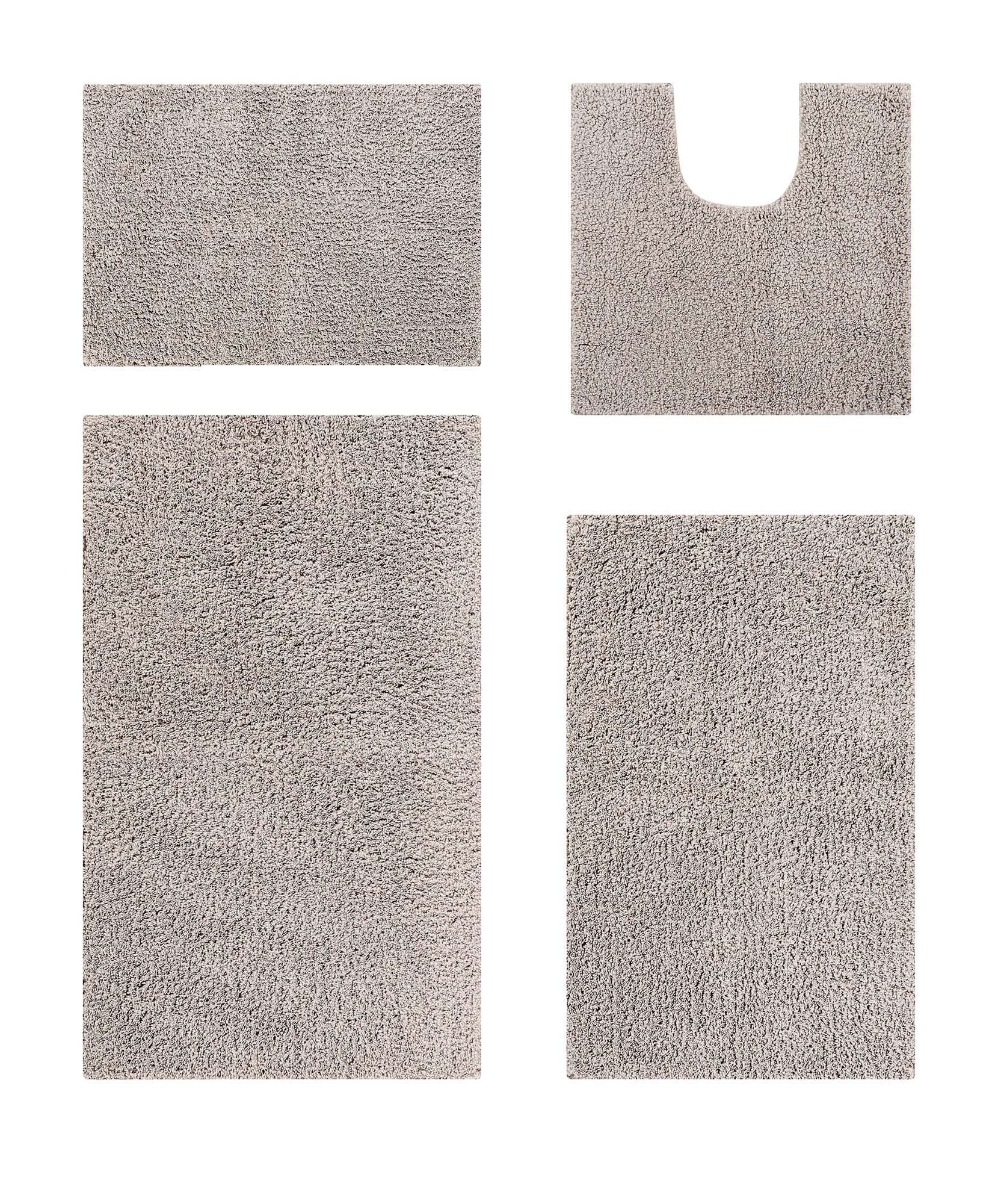 Better Trends 4 Piece Bathroom Rug Set 100% Polyester Bath Rug, Water Absorbent Non-Slip Bath Mat Machine Washable Micro Plush Collection - Beige