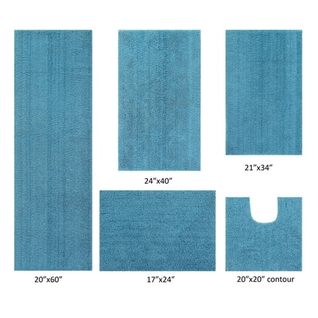 Better Trends 5 Piece Bathroom Rug Set 100% Polyester Bath Rug, Water Absorbent Non-Slip Bath Mat Machine Washable Micro Plush Collection - Teal