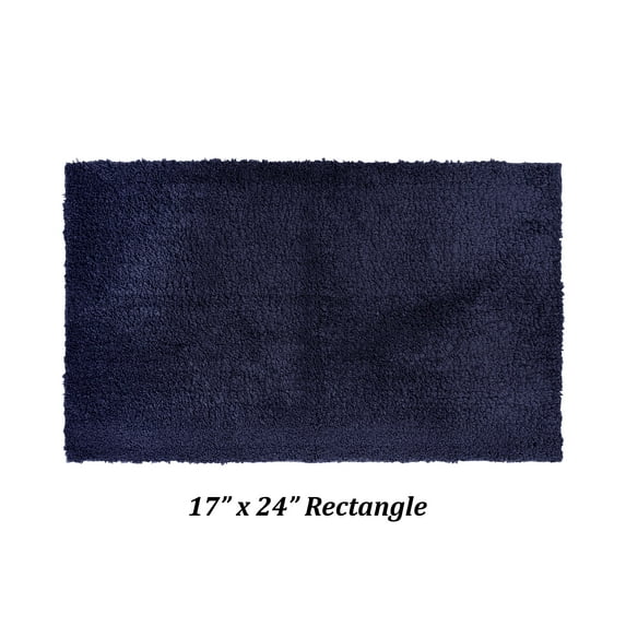 Better Trends Bath Room Rugs Tufted 100% Polyester 17" x 24" Bath Rug, Water Absorbent Non-Slip Bath Mat Machine Washable Micro Plush Collection - Navy