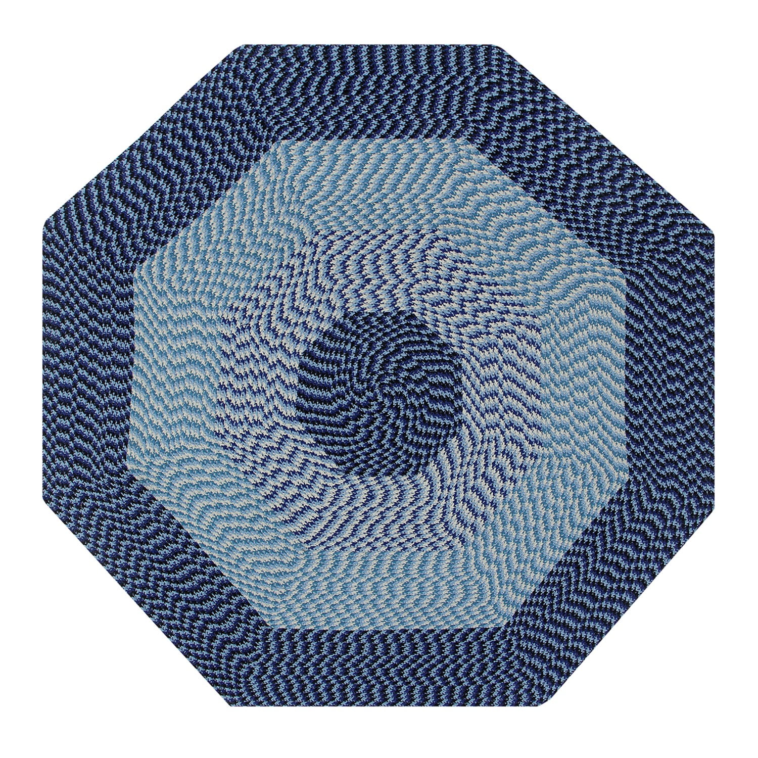 Navy Stripe Alpine 72" Round Reversible Synthetic Rug