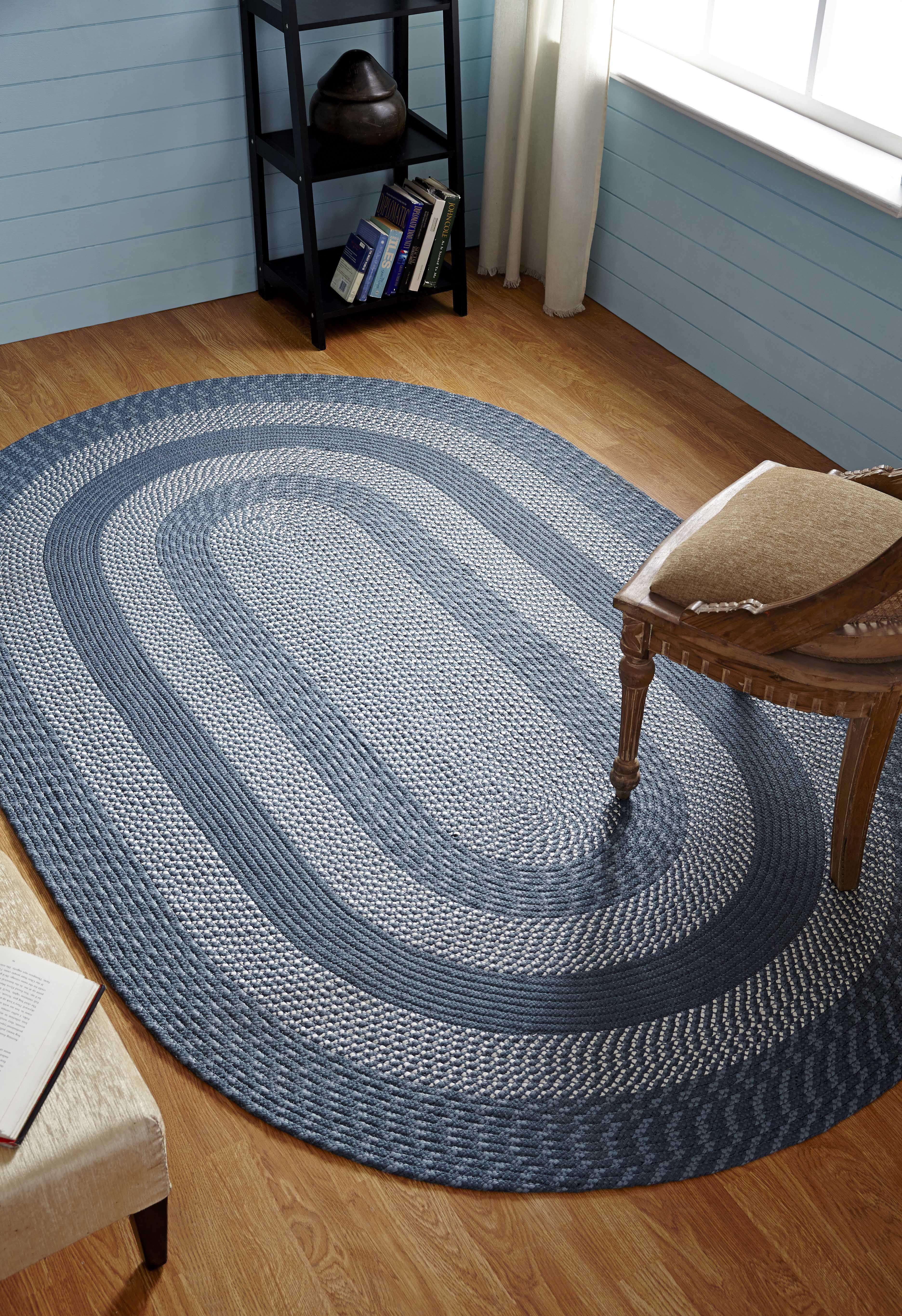 Better Trends Newport 100% Polypropylene Rug Size 42 x 66 Oval, Perfect  Size Braided Rug - Slate Blue 