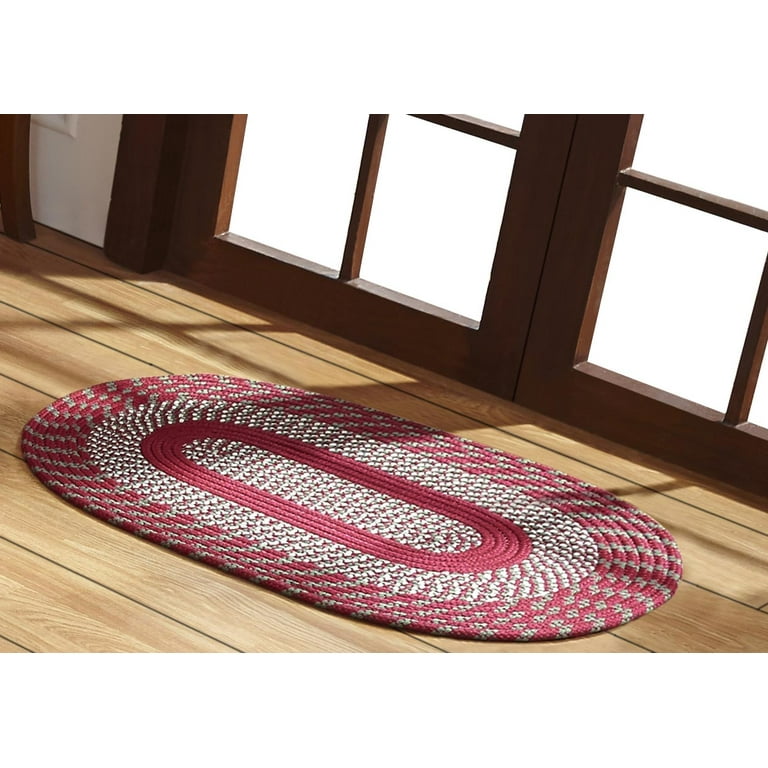 Better Trends Newport Braid Reversible Indoor Utility Rug, 100%  Polypropylene, 30 x 50 Oval, Barn Red