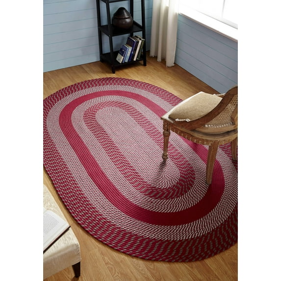 Better Trends Oval Braided Rug, 5' x 8' (60" x 96"), Reversible Indoor Area Rug for Living Room or Bedroom, Stain-Resistant 100% Polypropylene, Newport Collection – Barn Red
