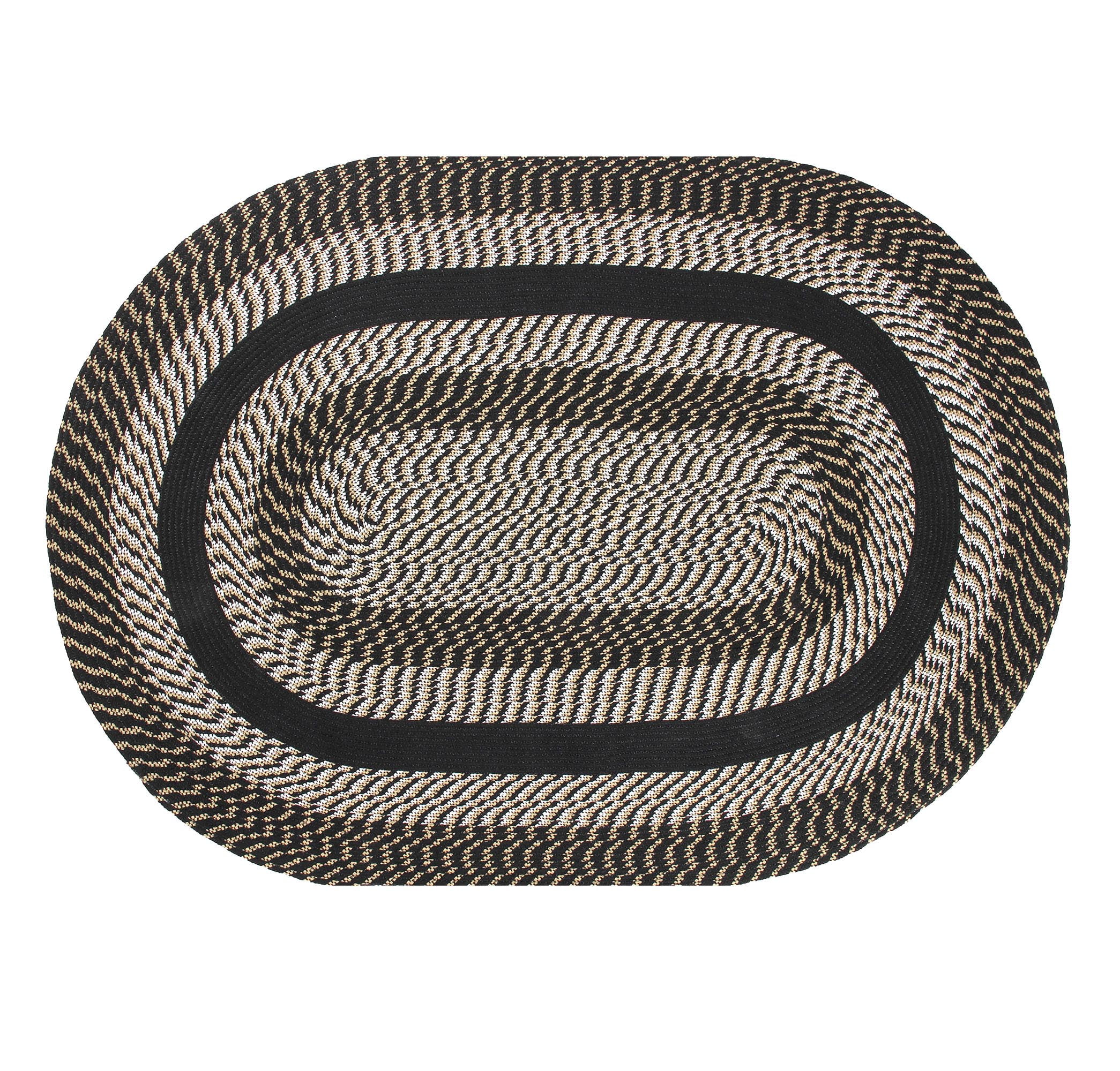 Newport Braided Reversible Black Oval Synthetic 8' x 10' Rug