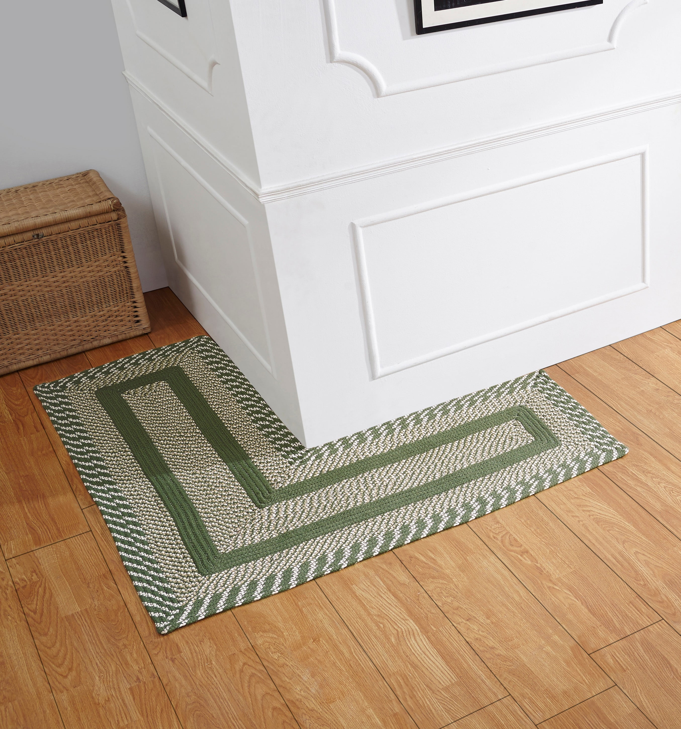 Sage Green Braided Synthetic Reversible Rug 20" x 48"