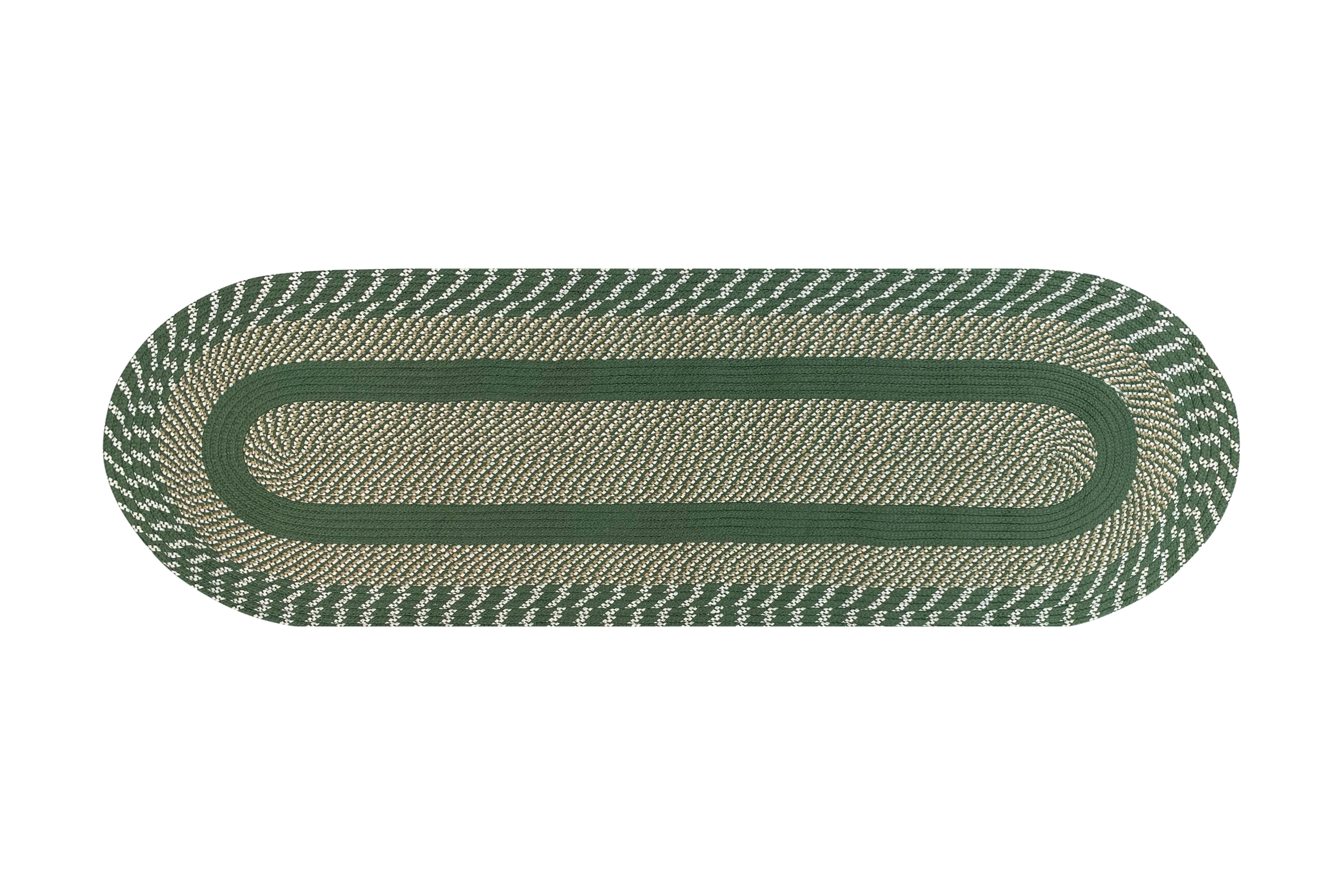 Sage and Beige Braided Reversible Polypropylene Rug