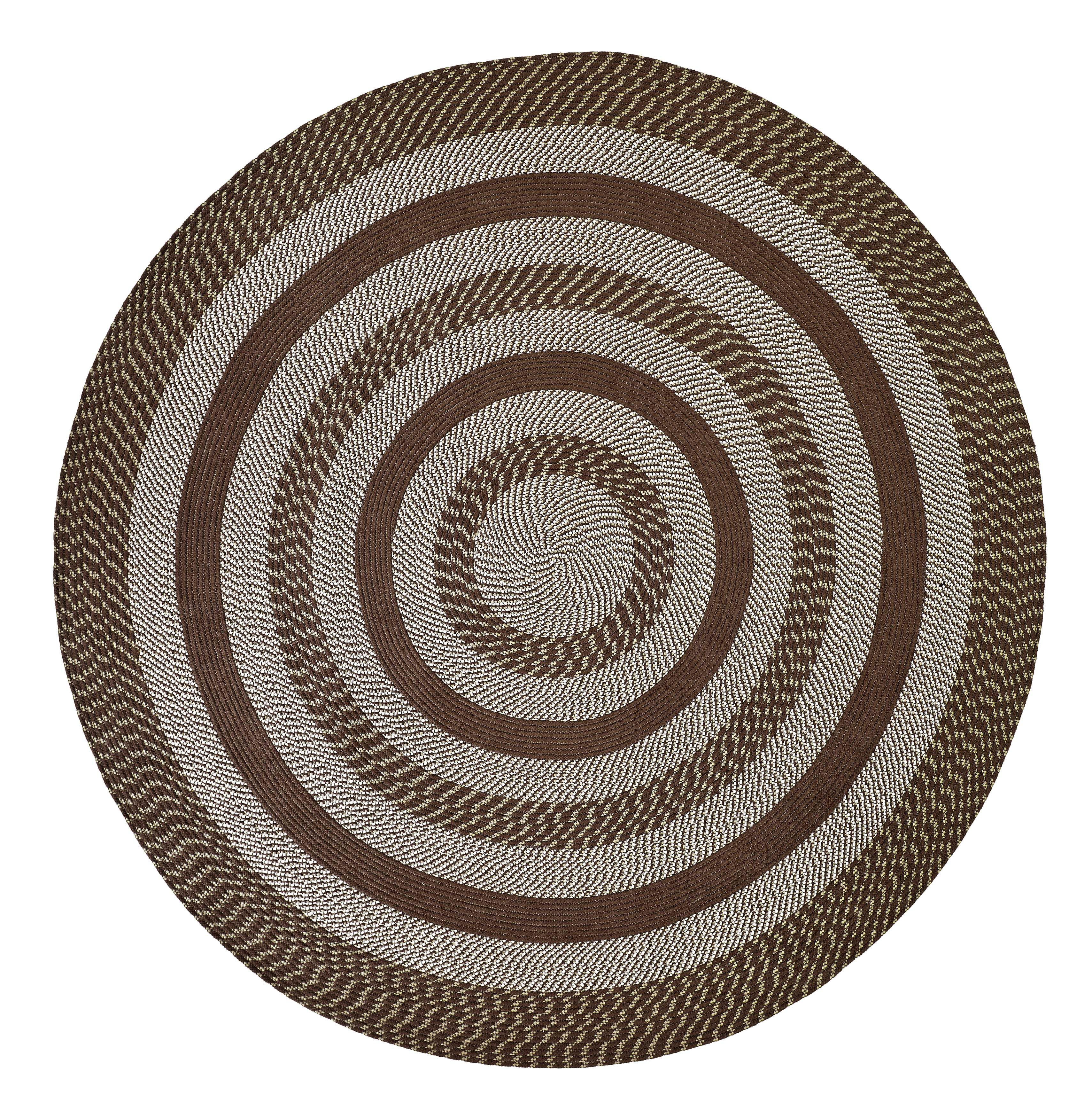 Newport Classic Brown 72" Round Braided Indoor/Outdoor Rug