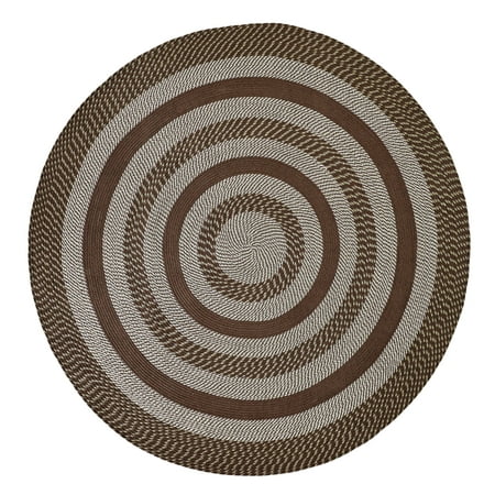 Better Trends Round Braided Rug, 72" Diameter, Reversible Indoor Area Rug for Living Room, Bedroom, Stain-Resistant 100% Polypropylene, Newport Collection – Brown