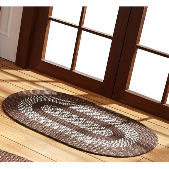 Better Trends Oval Braided Rug, 30" x 50", Reversible Indoor Entryway or Kitchen Area Rug, 100% Polypropylene, Newport Collection – Brown
