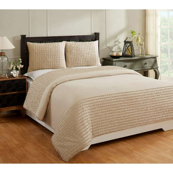 Better Trends Olivia Twin Comforter 68 in. X 90 in. with Standard Sham 20 in. X 26 in. Light Beige
