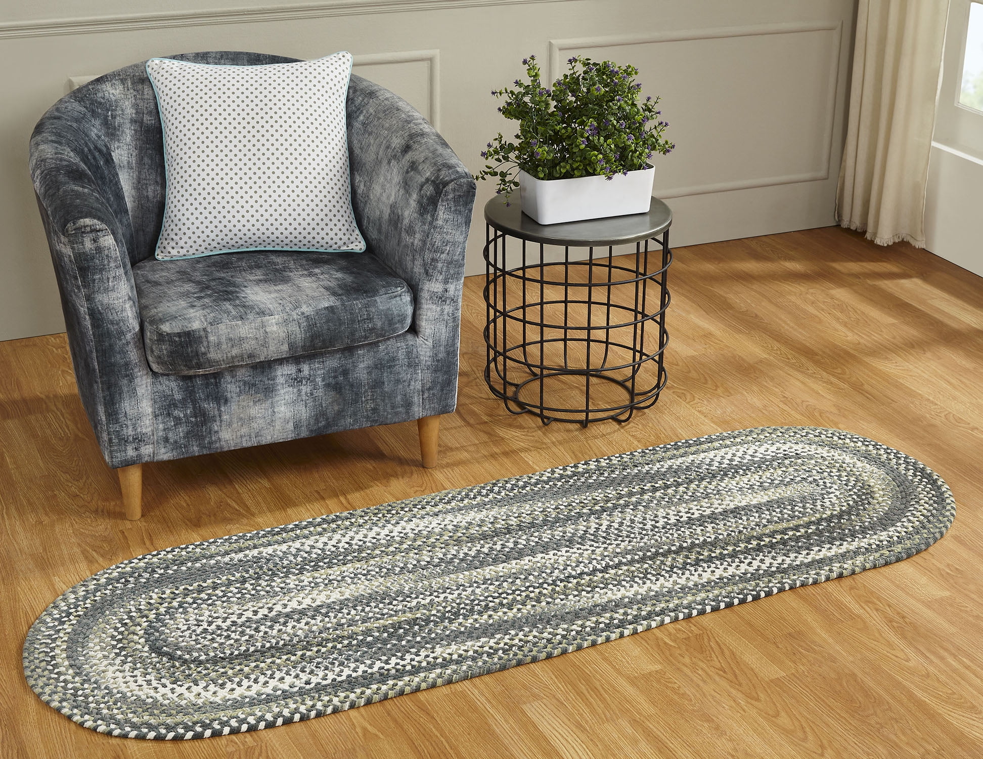 Better Trends Braided Runner Rug 24"x 72" 100% Cotton Rug for Indoor Use, Area Rug for Bedroom Ombre Chenille Collection - (Olive)