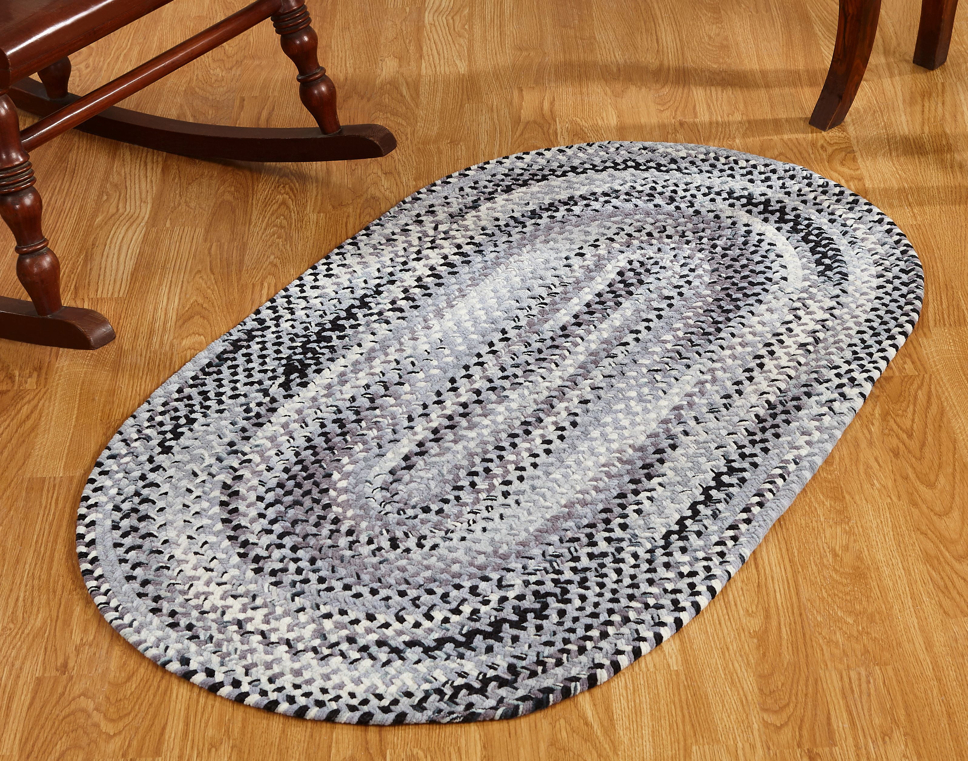 Better Trends Ombre Braid Braided Reversible Indoor Area Utility Rug, 100%  Cotton, 60 x 84 Oval, Black 