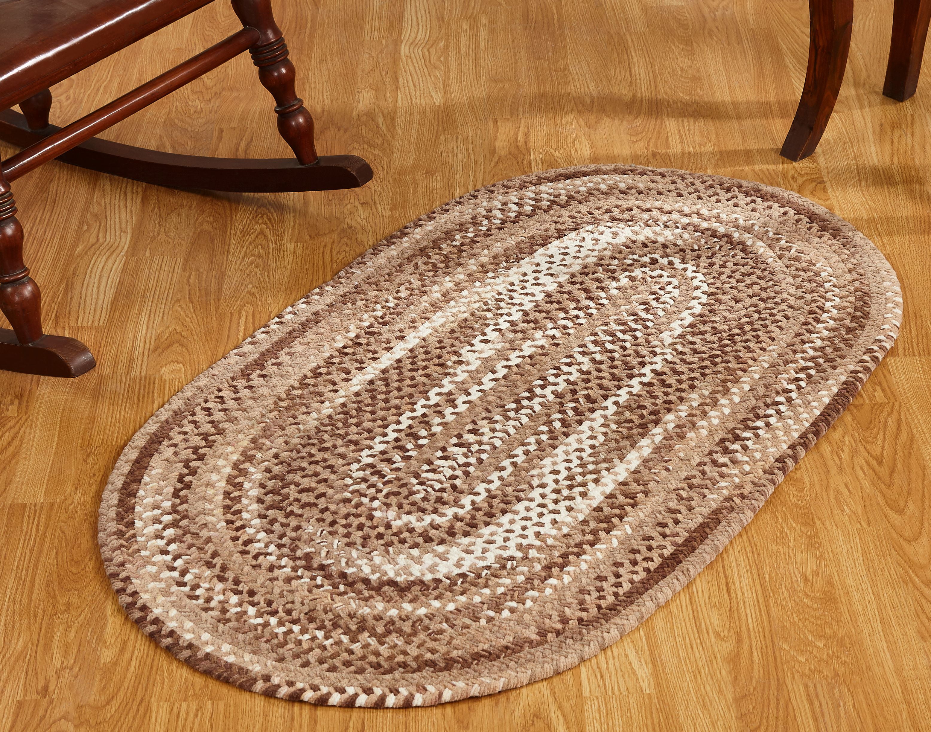 Better Trends Oval Braided Rug 5' x 7' 100% Cotton Rug for Indoor Use, Area Rug for Bedroom Ombre Chenille Collection - (Brown)