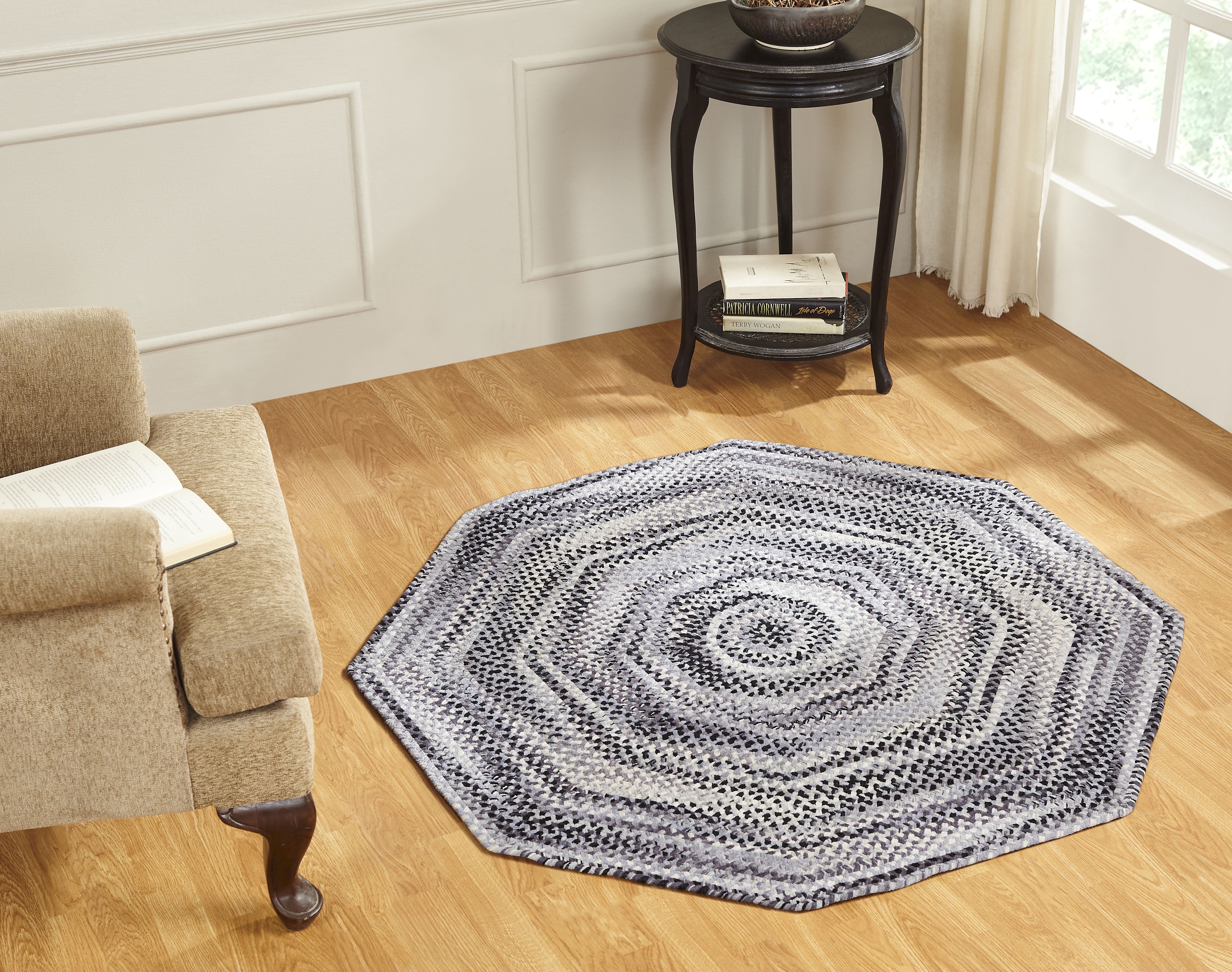 Olive Braided Reversible Cotton Octagonal Area Rug