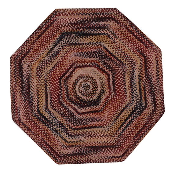 Better Trends 48" Octagonal Braided Rug – 100% Cotton Reversible Accent Rug for Entryway, Kitchen, Bedroom – Ombre Chenille Collection – Burgundy