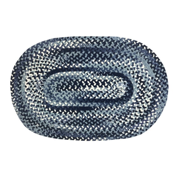 Better Trends Oval Braided Rug 5' x 7' 100% Cotton Rug for Indoor Use, Area Rug for Bedroom Ombre Chenille Collection - (Blue)