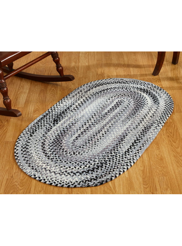 Better Trends Ombre Chenille Reversible, Spot clean100% Cotton 20" x 30" Braided Rug, for Adult  - Black