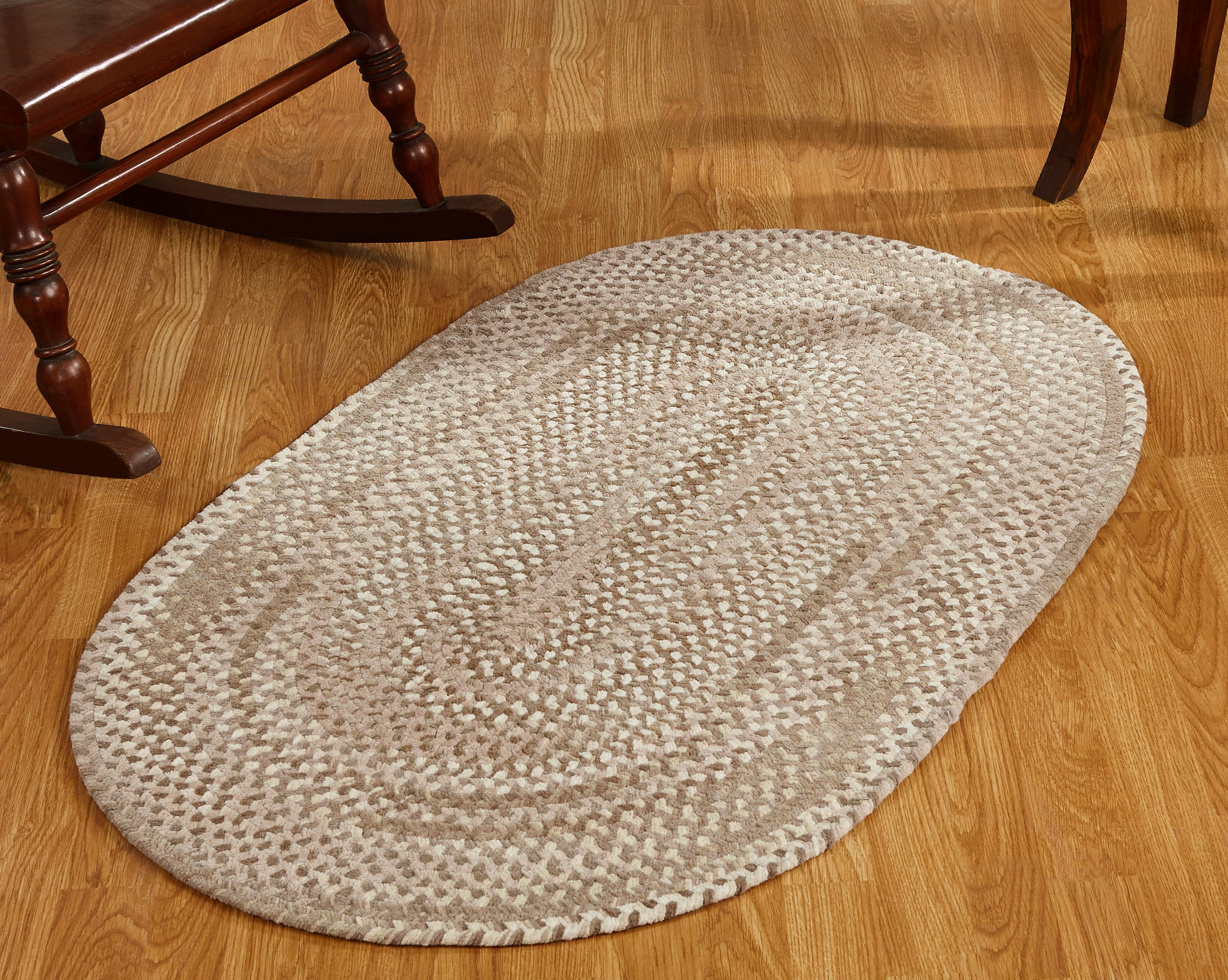 Better Trends Oval Braided Rug 8' x 10' 100% Cotton Rug for Indoor Use, Area Rug for Bedroom Ombre Chenille Collection - (Beige)