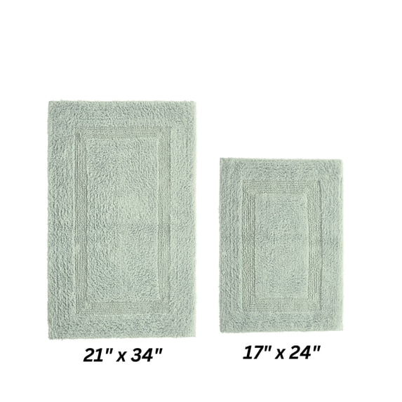 Better Trends Premium 2 Piece Bathroom Rug Set 100% Cotton, Extra Soft Tufted Bath Mat, Water Absorbent & Reversible Mat, Dark Sage Lux Collection