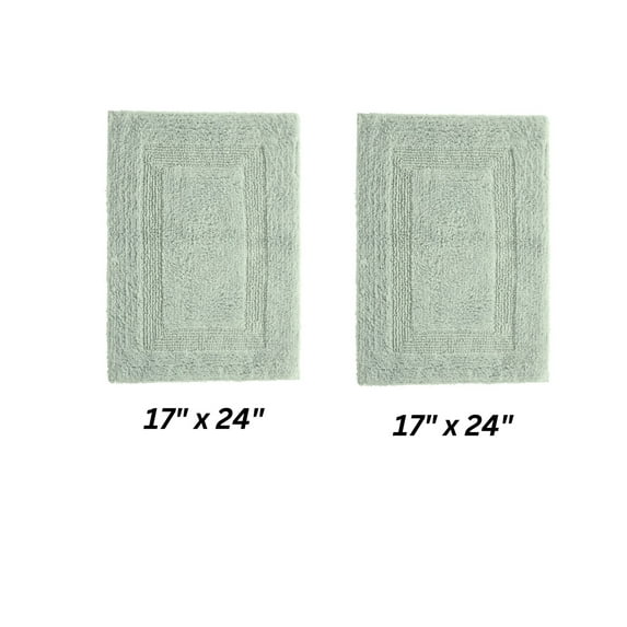 Better Trends Premium 2 Piece Bathroom Rug Set 100% Cotton, Extra Soft Tufted Bath Mat, Water Absorbent & Reversible Mat, Dark Sage Lux Collection