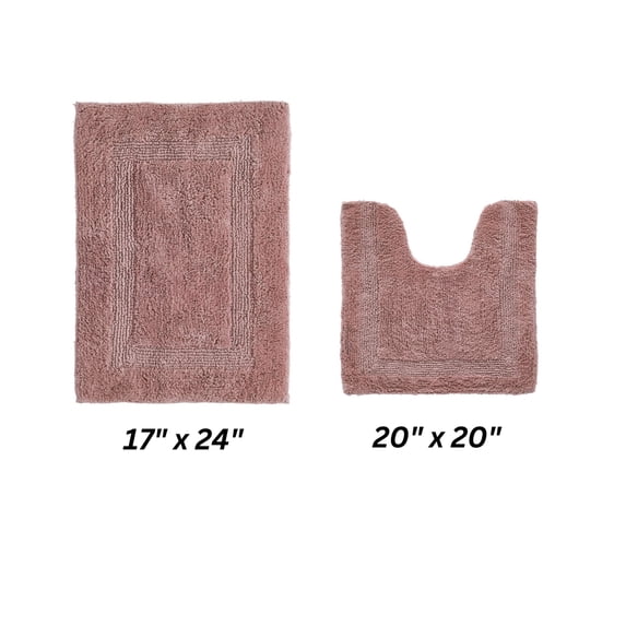 Better Trends Premium 2 Piece Bathroom Rug Set 100% Cotton, Extra Soft Tufted Bath Mat, Water Absorbent & Reversible Mat, Pink Lux Collection