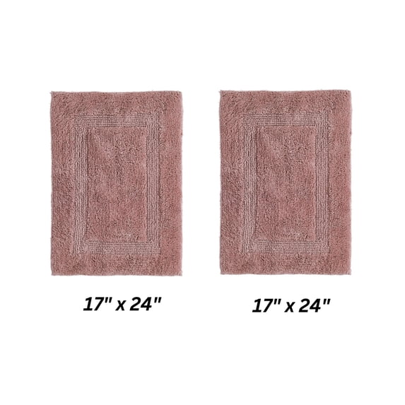 Better Trends Premium 2 Piece Bathroom Rug Set 100% Cotton, Extra Soft Tufted Bath Mat, Water Absorbent & Reversible Mat, Pink Lux Collection
